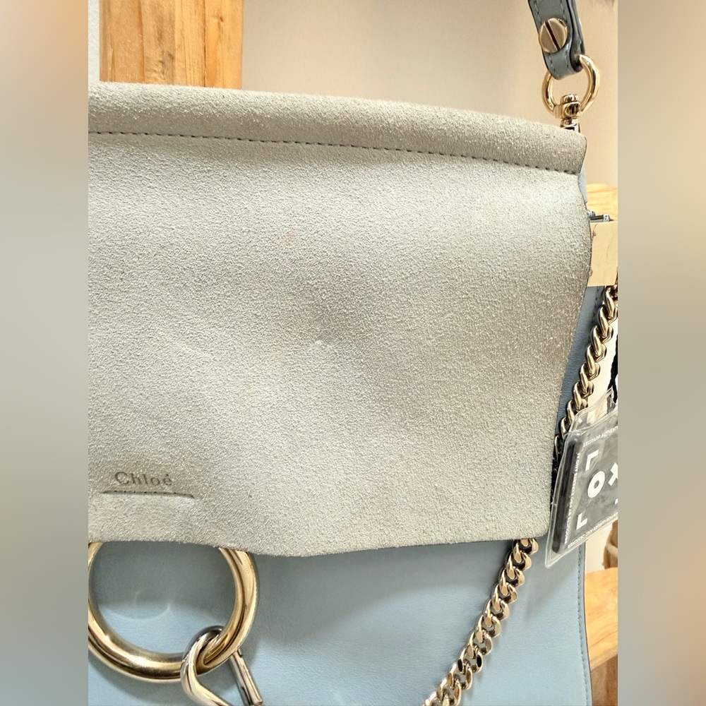 CHLOE Calfskin Suede Medium Faye
Shoulder Bag Airy Grey blue - Picture 5 of 16